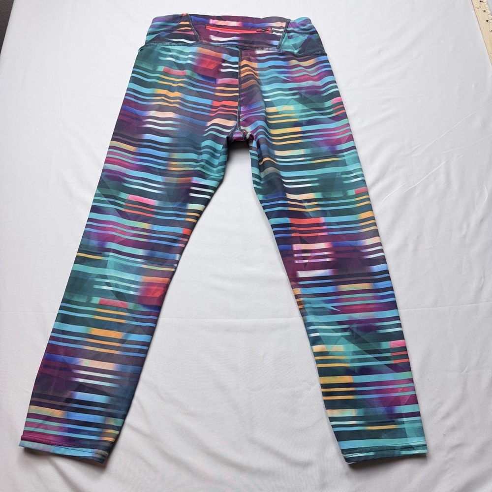 Athleta Laser Beam Sonar Capri leggings featuring a multicolor stripe pattern - Picture 5 of 9